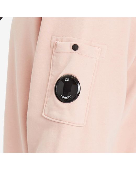 C P Company Pink Diagonal Fleece Resist Dyed Half Zip Sweatshirt for men
