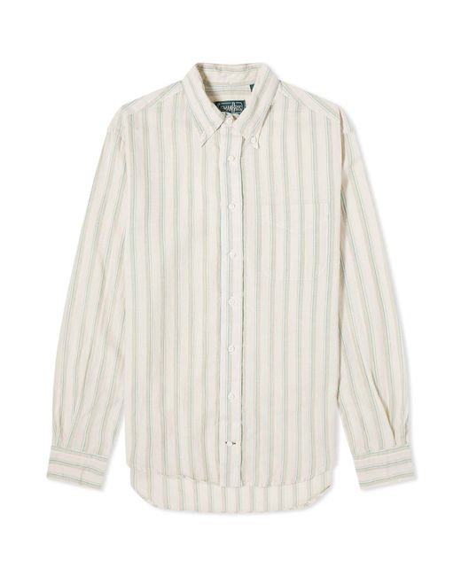 Gitman Brothers Vintage White Button Down Cabana Stripe Shirt for men
