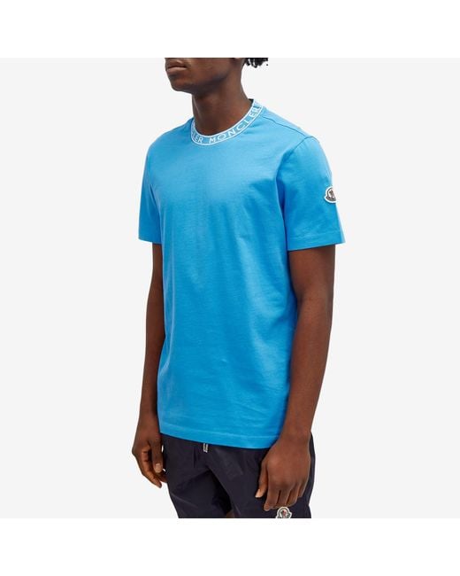 Moncler Blue Collar Logo T-Shirt for men