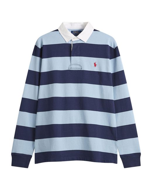 Polo Ralph Lauren Blue Long Sleeve Rugby Shirt for men