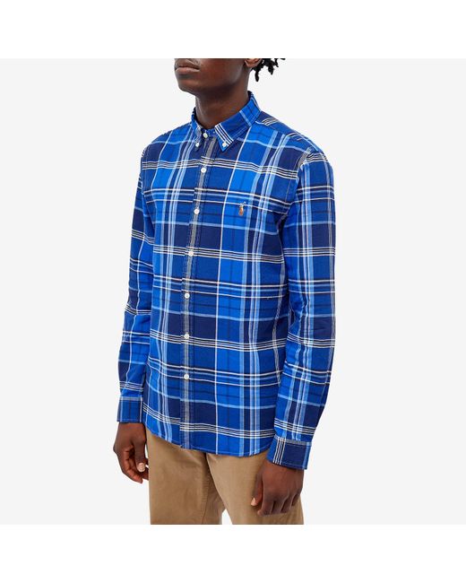 Polo Ralph Lauren Blue Check Oxford Button Down Shirt for men