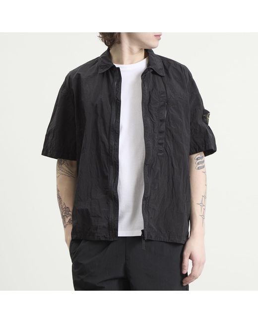 Stone Island Black Nylon Metal Short Sleeve Shirt for men