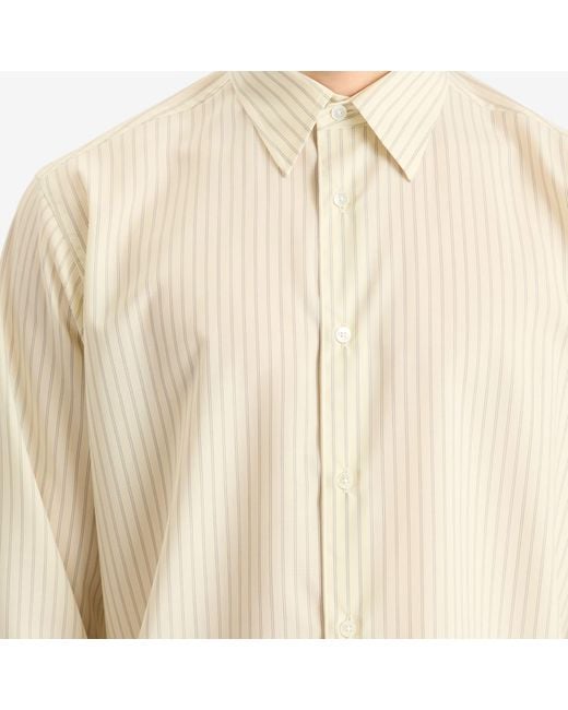 Auralee White Super Fine Wool Stripe Shirt for men