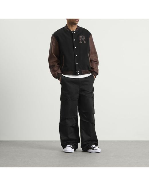 Represent Black Vintage Varsity Jacket for men