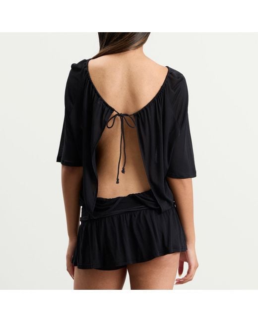 Peachy Den Black Blanche Skort Dress