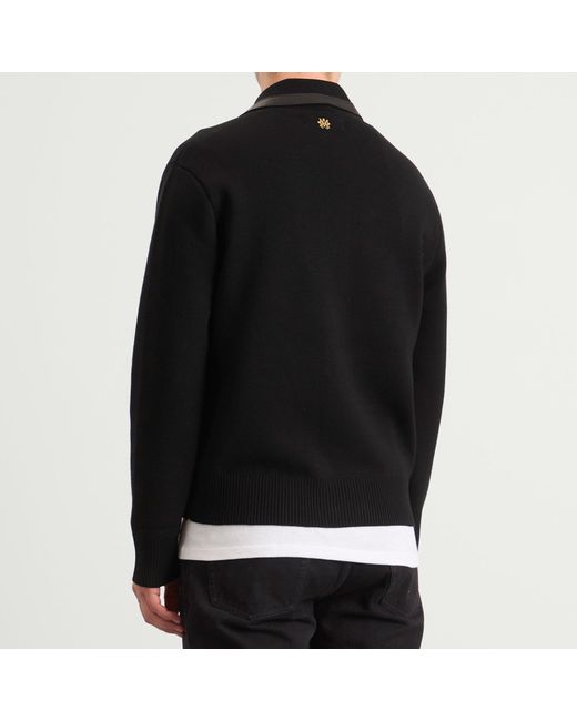 Amiri Black Leather Patch Ma Cardigan for men