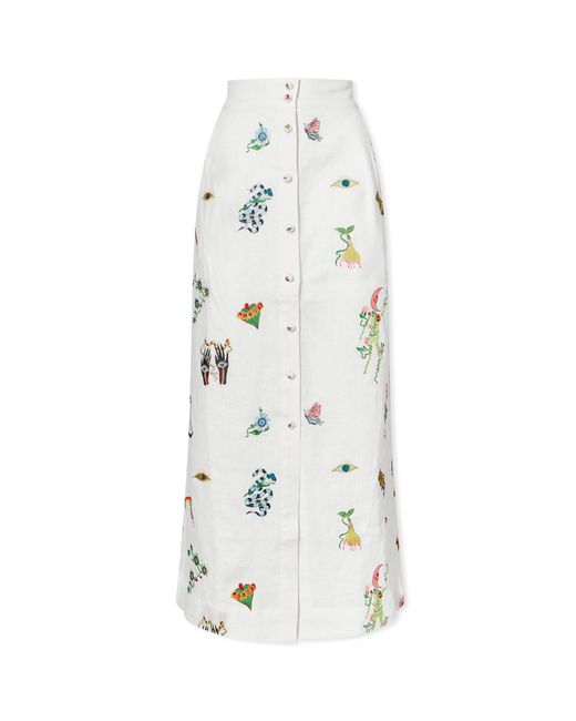 ALÉMAIS White Alémais Atticus Embroidered Skirt
