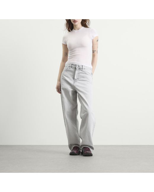 Skims White Sheer Cotton Crewneck Standard T-Shirt