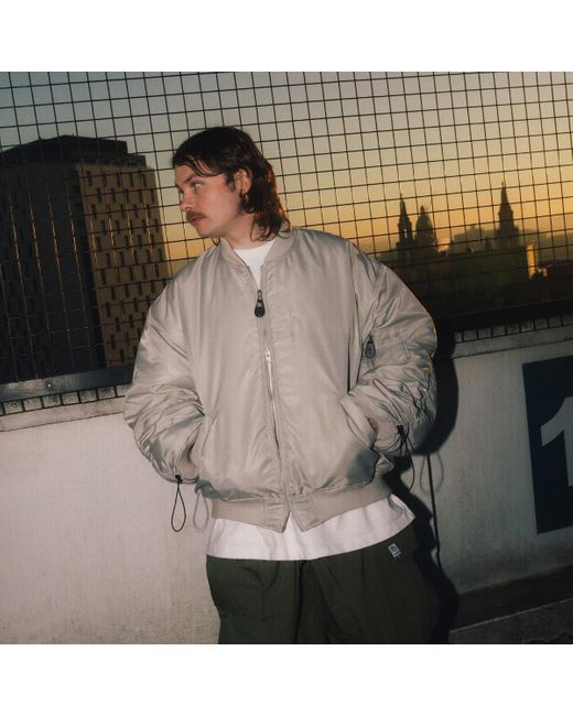 【ANGLAN x END.】Parachute Ruched Bomber Jacket ANGLAN x END.] Parachute Ruched Bomber Jacket - Silver - ANGLAN