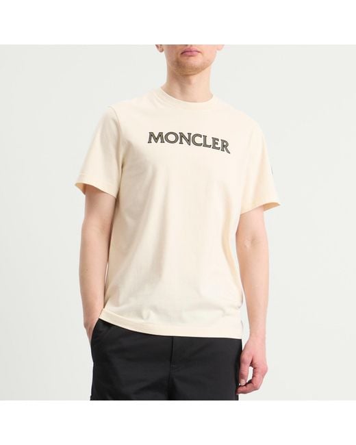 Moncler Natural Flocked Logo T-Shirt for men