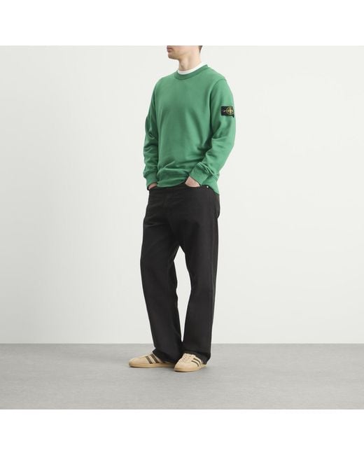 Stone Island Green Garment Dyed Crew Neck Sweatshirt for men