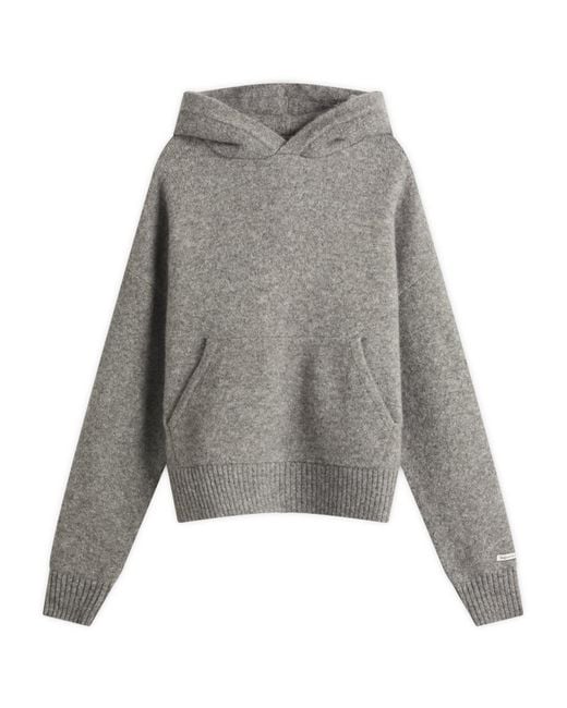 About Blank Gray Mohair Knitted Logo Hoodie for men