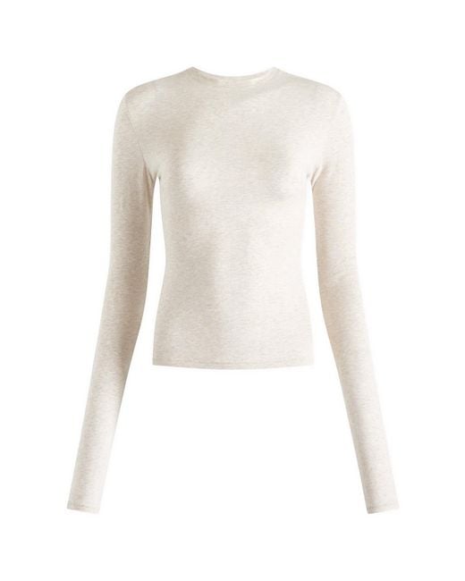Skims White Cotton Jersey Long Sleeve T-Shirt
