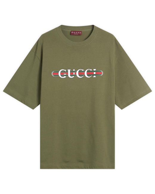 Gucci Green Interlocking Logo Heavy Cotton T-Shirt for men