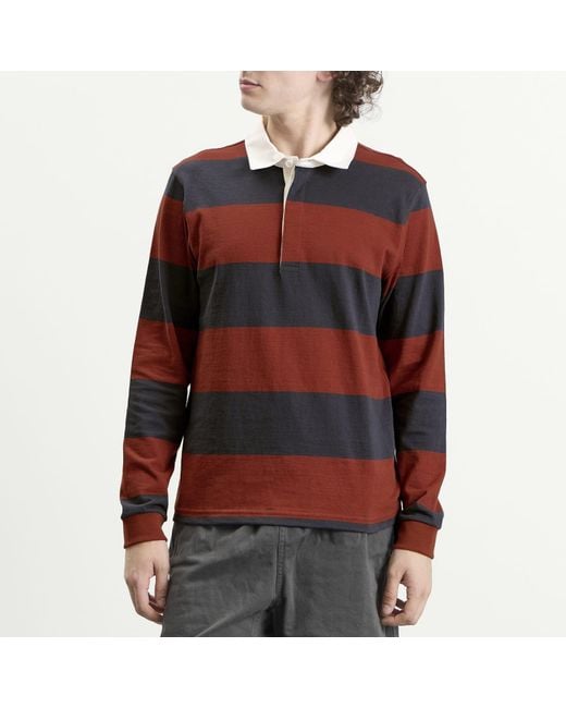 Patagonia Red Longsleeve Rugby Shirt Wide Stripe: Rusty for men