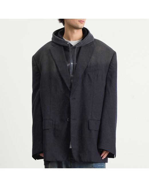 Balenciaga Blue Shadow Prince Of Wales Check Blazer for men