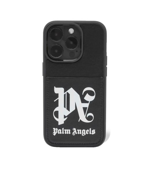 Palm Angels Black Monogram 14 Pro Iphone Case for men