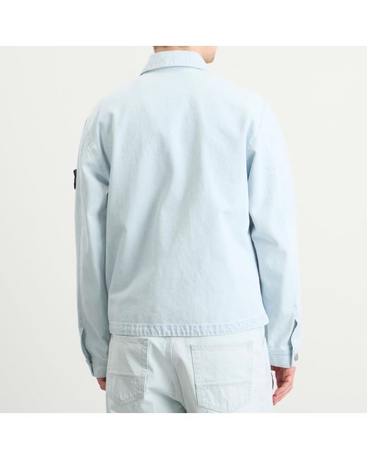 Stone Island Blue Denim Research Ultra Bleached Denim Jacket for men