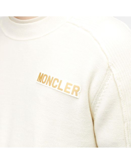 Moncler White Logo Crew Knit for men