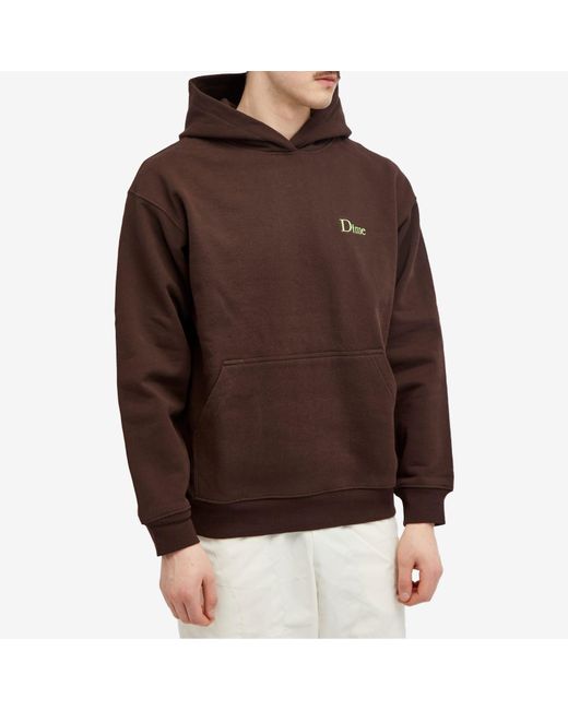 Dime Brown Classic Small Logo Hoodie for men