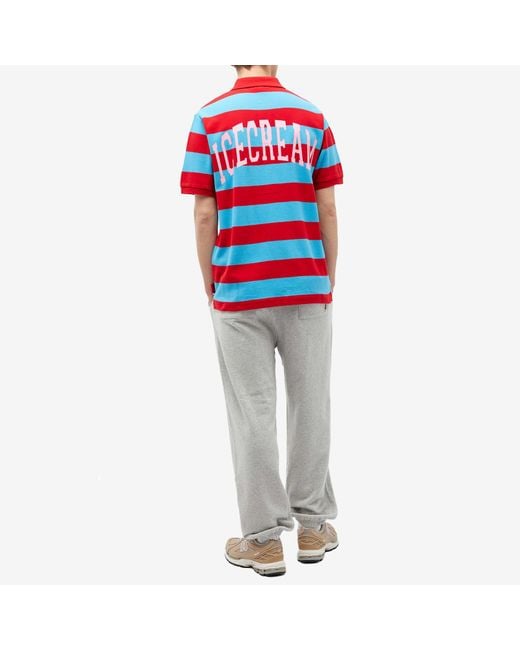 ICECREAM Red Striped Polo Shirt for men