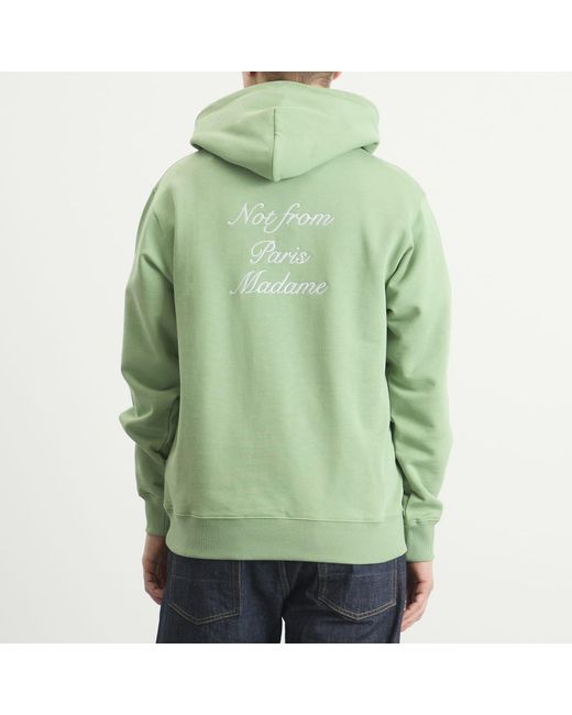 Drole de Monsieur Green Calligraphy Slogan Hoodie for men