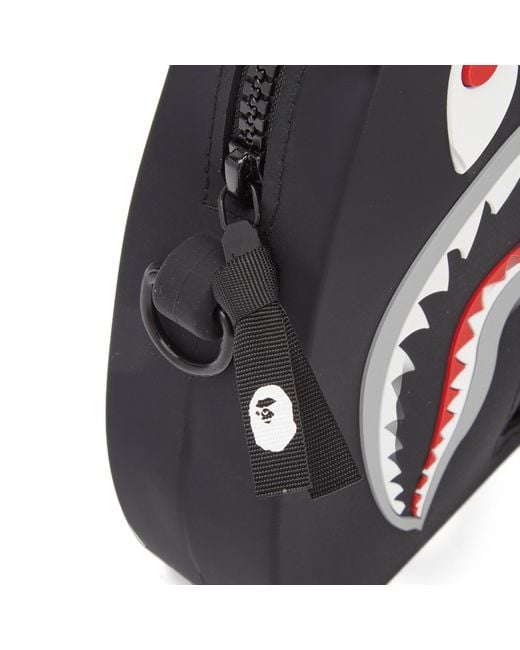 A Bathing Ape Black Bape Shark Silicon Shoulder Bag for men
