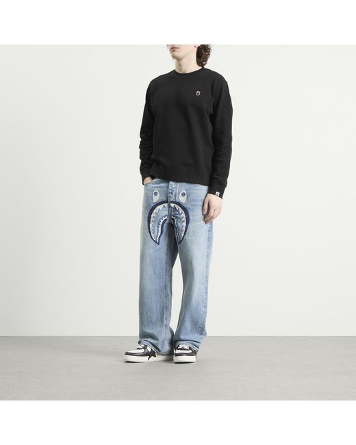 A Bathing Ape Black One Point Crew Neck Sweatshirt for men