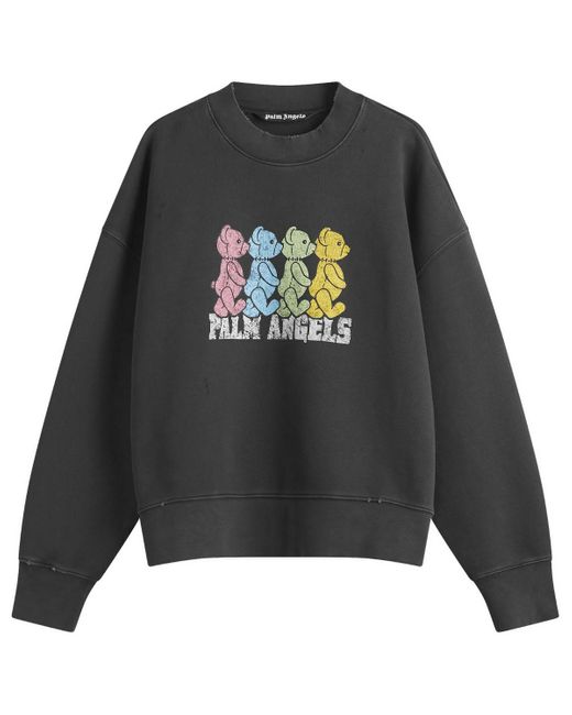 Palm Angels Gray Crossroad Bears Crew Sweat for men