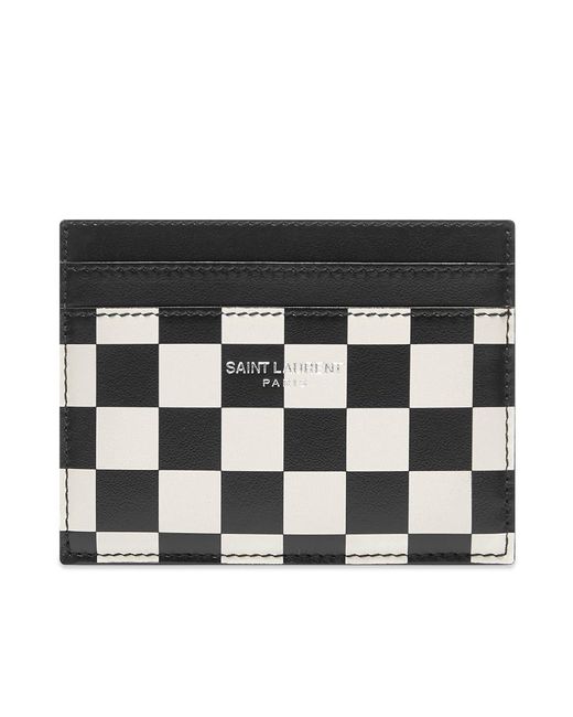 Saint Laurent Black Checkerboard Card Holder for men