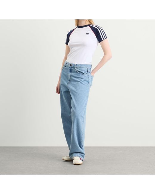 Adidas Blue Adicolor 3-Stripes Raglan Slim T-Shirt