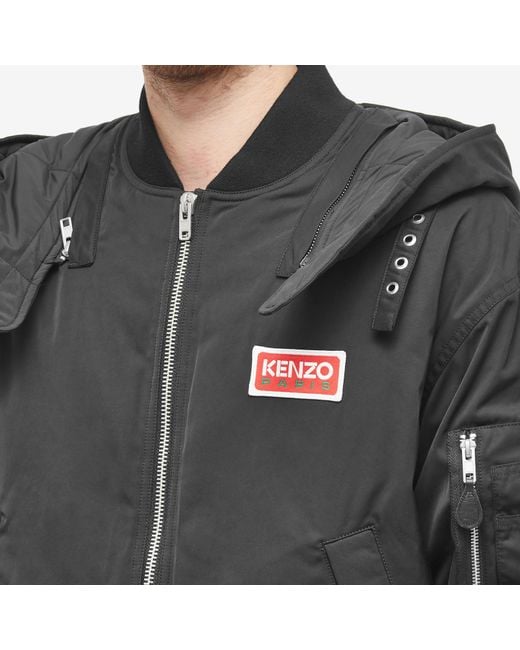 KENZO Hooded Short Parka Jacket in Black for Men Lyst UK
