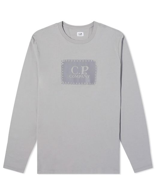 C P Company Gray Box Logo Longsleeve T-Shirt for men