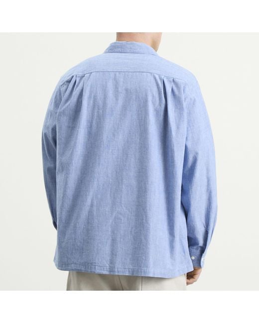 Unlikely Dry Goods Blue Open Collar Chambray Shirt for men