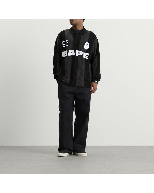 A Bathing Ape Black Sta Stripe Long Sleeve Jersey for men