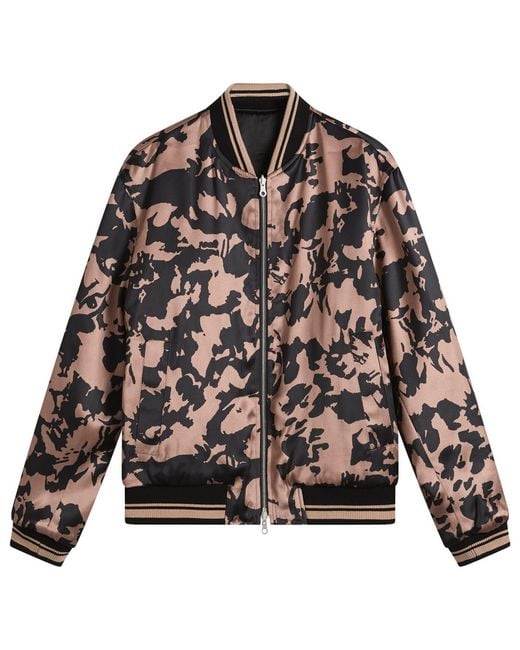 Dries Van Noten Black Abstract Floral Satin Reversible Bomber Jacket for men