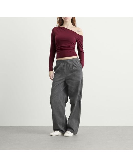 Tala Purple 365 Cupro Gathered Long Sleeve Top