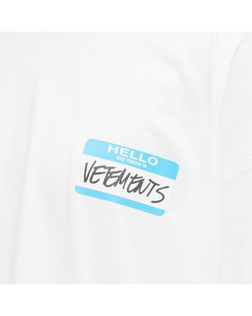 Vetements White My Name Is T-Shirt for men