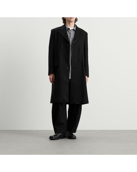 Maison Margiela Black Mm6 Wool Overcoat for men