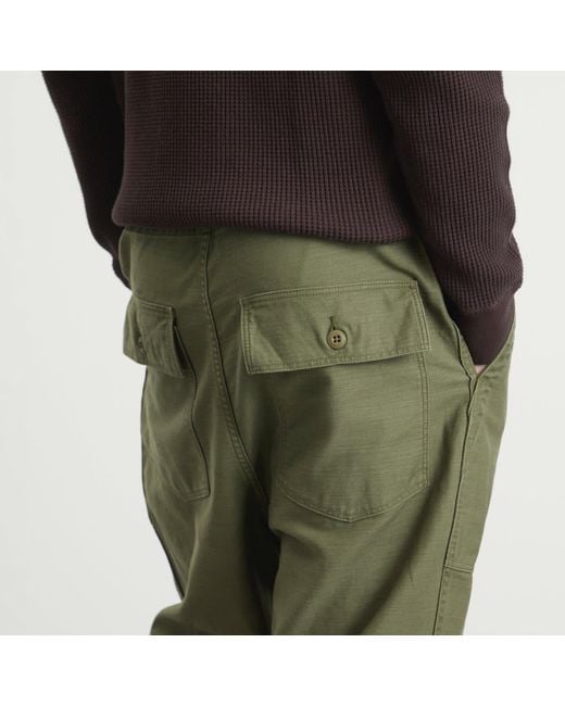 Needles Green Reversed Sateen String Fatigue Trousers for men