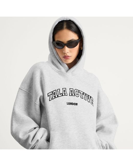 Tala Gray Oversized Active Logo Hooded Sweatshirt
