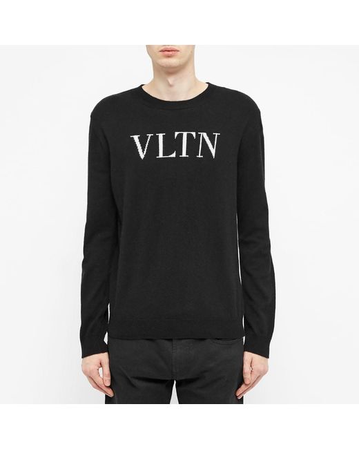 Valentino VLTN Intarsia Wool Sweater Jumper Navy Blue Cashmere Wool