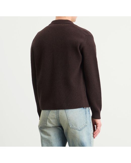 Auralee Black Rib Knit Cardigan for men
