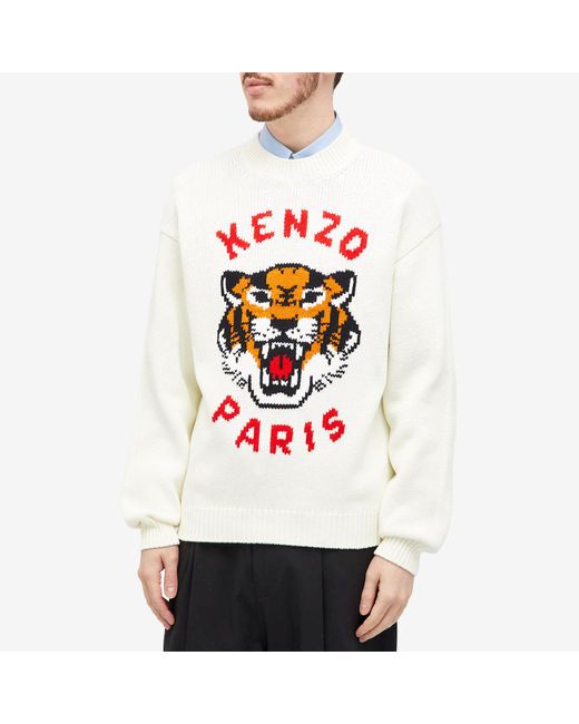 KENZO Red Lucky Tiger Crew Knit for men