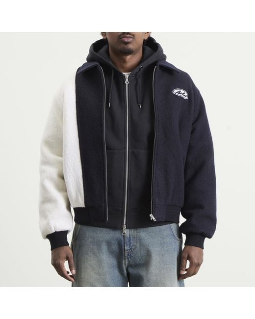 Arte' Blue Wool Varsity Jacket for men