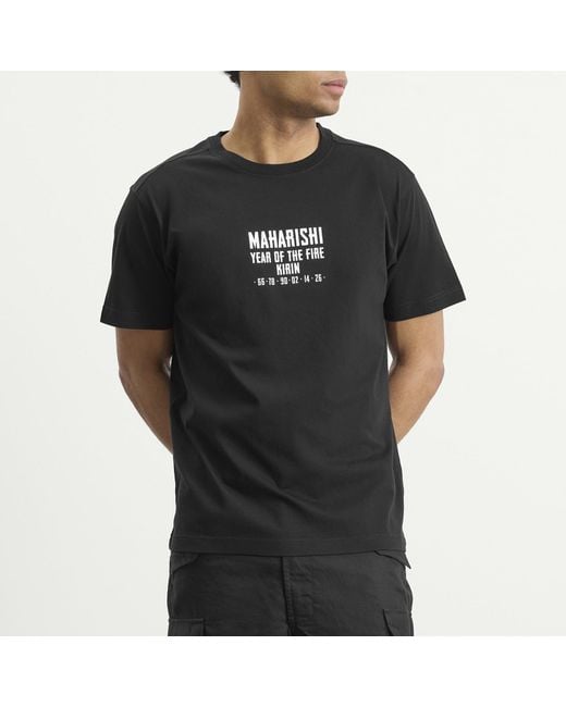 Maharishi Black Paper Cut Kirin T-Shirt for men