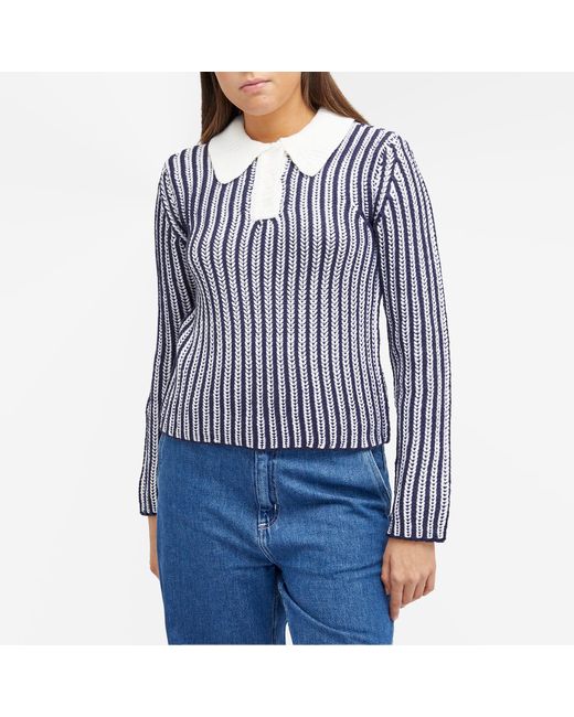Obey Blue Sylvie Polo Knitted Jumper