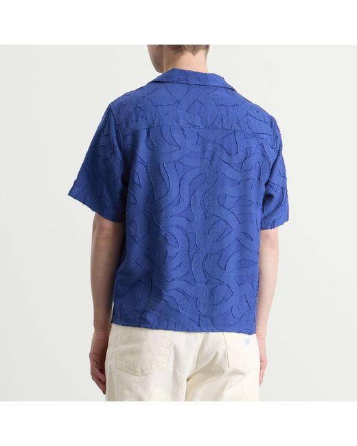 Wax London Blue Curzon Jacquard Vacation Shirt for men