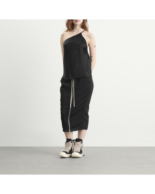 Rick Owens Black Zipped Short Pillar Skirt