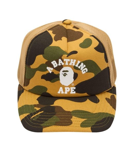A Bathing Ape Yellow 1St Camo College Mesh Cap for men
